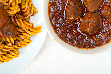 Image showing fusilli pasta with neapolitan style ragu meat sauce