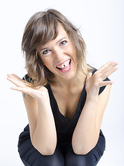 Image showing real nice young woman in funny expression