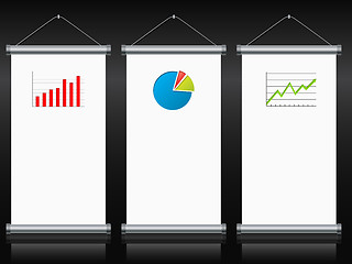 Image showing Roll up banners with charts and diagrams