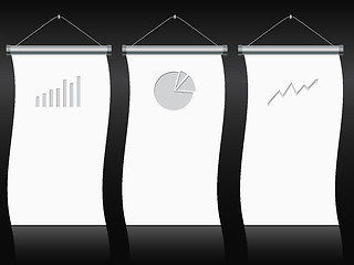 Image showing Roll up banner set with charts and diagrams