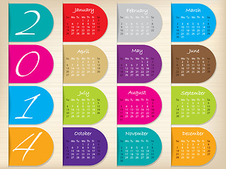 Image showing Color ribbon calendar design for 2014