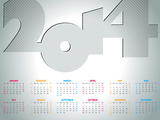 Image showing Simple 2014  calendar design 