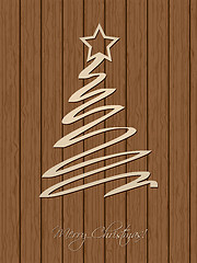 Image showing Christmas greeting with wooden background