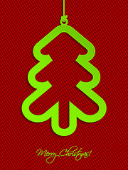 Image showing Striped red christmas greeting card 