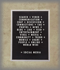Image showing Social media concept in plastic letters on very old menu board