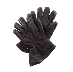 Image showing Very old black leather gloves