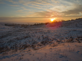 Image showing Snowy sunset