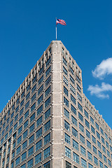 Image showing American Building And Flag