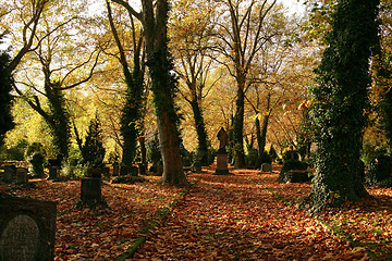 Image showing idyllic autumn graveyard