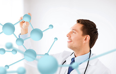 Image showing young doctor with molecules