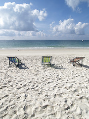 Image showing Chairs on the beach