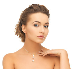 Image showing woman wearing shiny diamond pendant