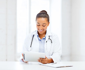 Image showing african female doctor with tablet pc