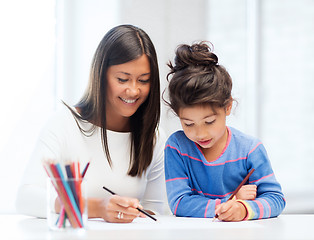 Image showing mother and daughter drawing