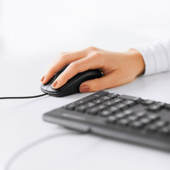 Image showing woman hands with keyboard and mouse