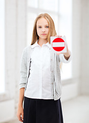 Image showing girl showing stop sign