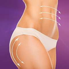 Image showing woman in cotton underwear showing slimming concept