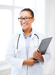 Image showing african female doctor in hospital