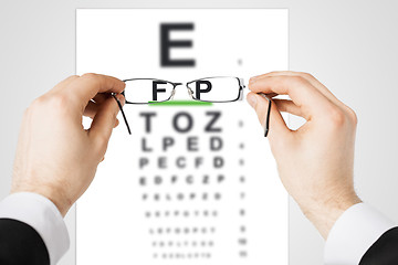 Image showing man with glasses and eye chart