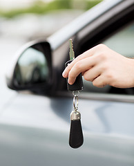 Image showing man with car key outside