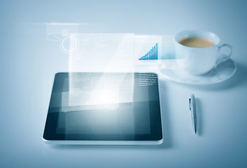 Image showing tablet pc with virtual graph or chart