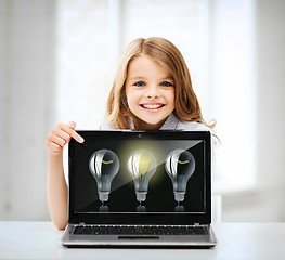 Image showing girl with laptop pc at school