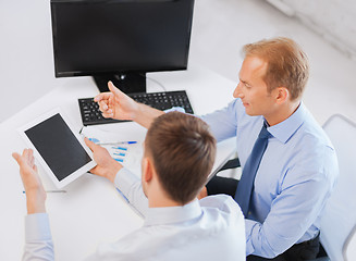 Image showing businessmen with notebook and tablet pc