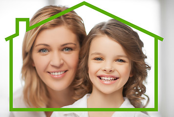 Image showing mother and daughter with eco house