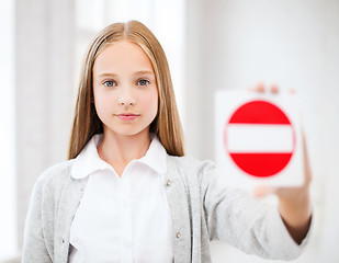 Image showing girl showing no entry sign