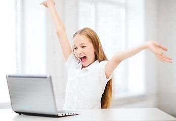 Image showing girl with laptop pc at school