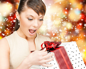 Image showing happy woman with gift box