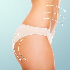 Image showing woman in cotton underwear showing slimming concept