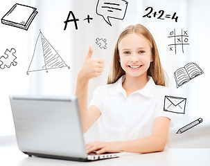 Image showing girl with laptop pc at school