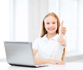 Image showing girl with laptop pc at school