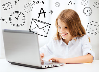 Image showing girl with laptop pc at school