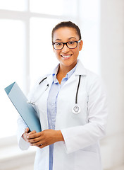 Image showing african female doctor in hospital