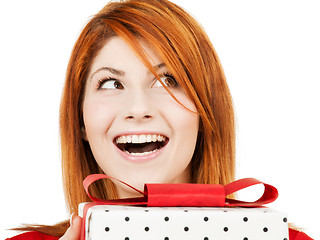 Image showing happy woman with gift box