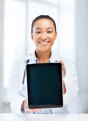 Image showing african female doctor with tablet pc