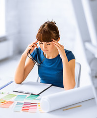 Image showing stressed interior designer