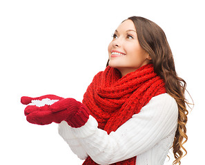 Image showing woman with big snowflake