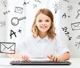 Image showing student girl with keyboard