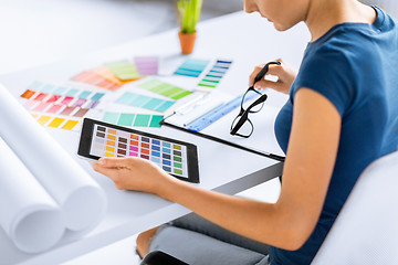 Image showing woman working with color samples for selection