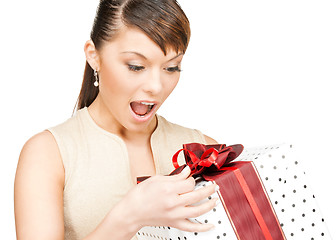 Image showing happy woman with gift box