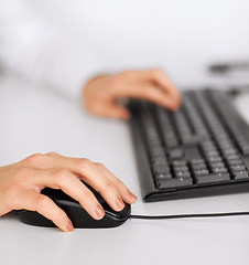 Image showing woman hands with keyboard and mouse