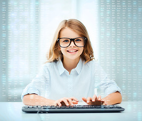 Image showing student girl with keyboard