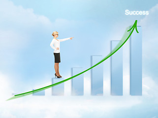 Image showing businesswoman pointing at big 3d chart