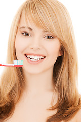 Image showing teenage girl with toothbrush