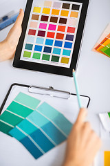 Image showing woman working with color samples for selection