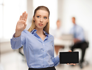 Image showing woman working with tablet pc