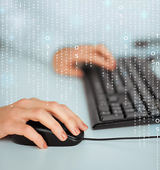 Image showing woman hands with keyboard and mouse